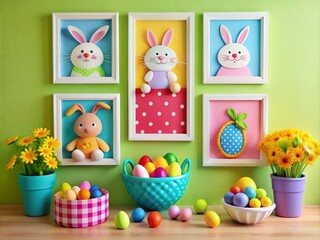 Obraz premium Colorful Easter-themed wall art for kids' nurseries
