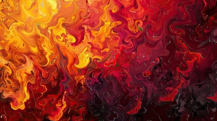 Fiery layers of vibrant hues with flame-like textures creating movement and depth