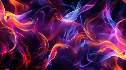 Fototapeta premium Swirling flame-like shapes in neon colors create a modern electric effect