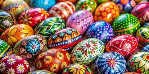 Colorful hand-painted decorative Easter eggs