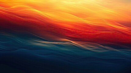 Obraz premium Fiery colors from red to yellow blend into blue creating a soft tranquil gradient