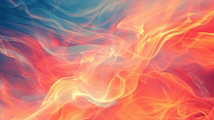 Obraz premium Soft tendrils of flame-like mist in orange and red blend into a dark blue gradient