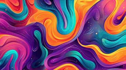 Obraz premium Retro gradient wallpaper with deep orange purple and teal tones swirling patterns glowing brightly