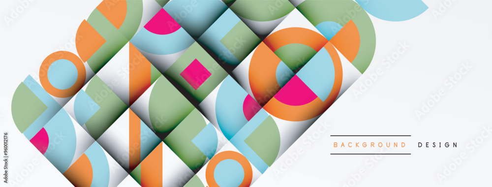 Poster geometric design abstract background - circles squares
