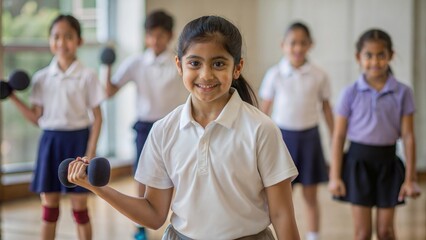 Indian students involved in physical education activities, highlighting the importance of fitness and sports in schools.