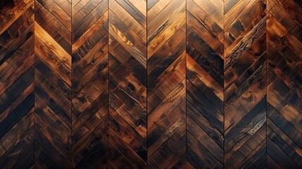 Background of a polished parquet wall with warm wood grain and herringbone pattern