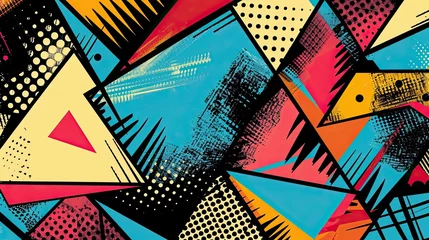 Stickers  Wallpaper with bold triangles halftone shading and dynamic comic book outlines  © javier