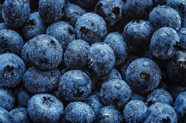 Zoomed image of ripe blueberry filling frame with bright color. Background fresh blueberry purple. © Todayphoto