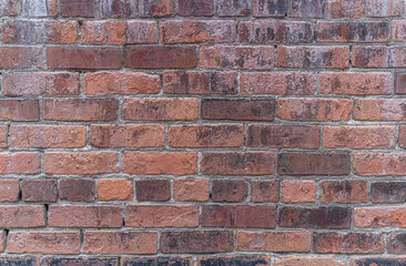 abstract background of an old red brick wall close up