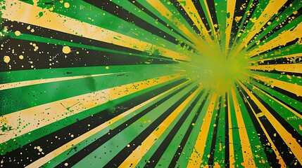 Comic book wallpaper with green tones dynamic radial lines and starburst shapes