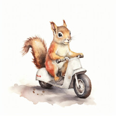 Baby Eichh&ouml;rnchen f&auml;hrt Motorrad und Fahrrad