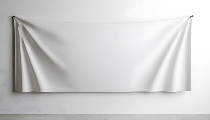 empty white hang blank fabric horizontal canvas banner mockup