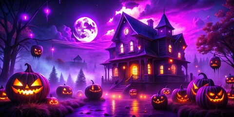 Dark electronic Halloween night digital haunting atmospheric ominous avantgarde glitchy purple dark ambient futuristic digital darkness creepy unsettling spectral ambient eerie futuristic atmospheric