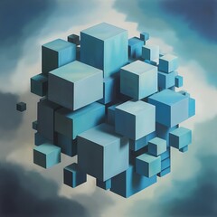 Obraz premium Abstract image of cubes background in blue toned
