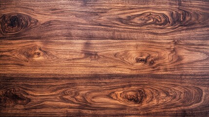Fototapeta premium Rich Chocolate-Brown Dark Walnut Wood Texture with Striking Grain Patterns, Close-Up Shot with Copy Space for Text