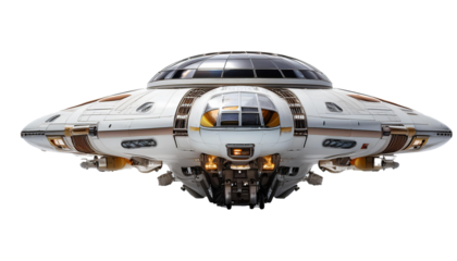 Sleek Sci-Fi Spaceship with Futuristic Design and transparent background