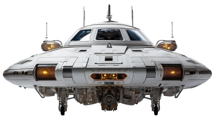 Sleek Sci-Fi Spaceship with Futuristic Design and transparent background