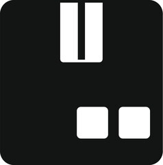 Simple vector icon of a closed cardboard box, often used to represent shipping, delivery, and logistics