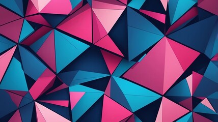Obraz premium Modern geometric pattern with vibrant blue and pink fragments. Made with generative AI technology
