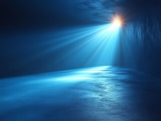 A gradient background featuring bright light radiating outwards, blending into cool blue tones