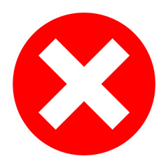 white cross on red circle background. prohibition sign.