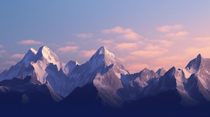 Fototapeta premium Dramatic Snowy Peaks and Clouds at Golden Hour