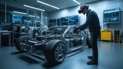 Engineer using VR in Automotive Research Lab