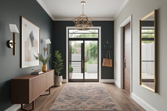 Modern Interior Frame Mockup for A6 Paper Layout in a Welcoming Entryway Space