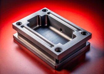 A graphite mold photographed from a unique, worm's-eye perspective, looking up at the mold from the bottom