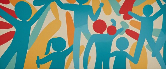 Diverse children group illustration in abstract layered paper cut style