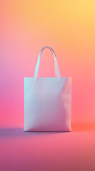 Minimalist shopping bag on pink background