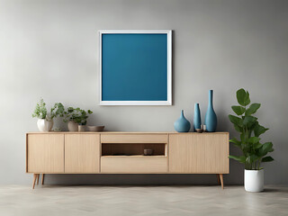 Bild über Sideboard mit weißen Bilderrahmen