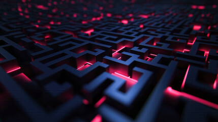 A maze with a red glow. The maze is very detailed and has a lot of curves