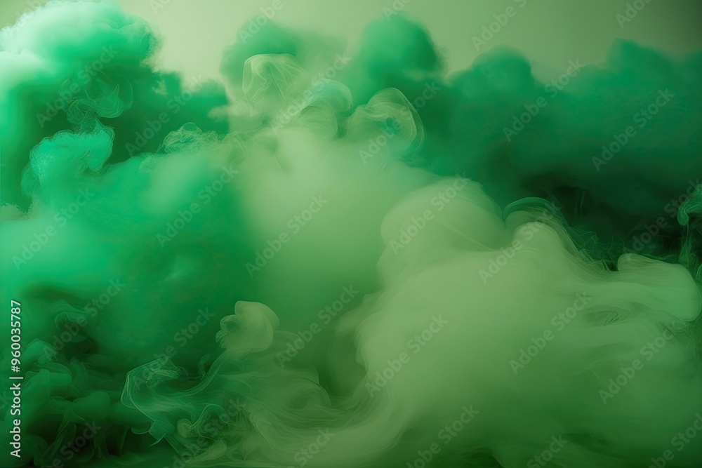 Wall mural vibrant green haze visual effect with abstract fog and smoke elements