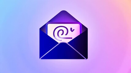 blue envelope with a letter featuring an email symbol, set against a gradient background of pink and blue, representing digital communication - Powered by Adobe