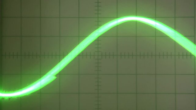 Parabolic Signal Oscilloscope. Analog oscilloscope screen with a green beam signal
