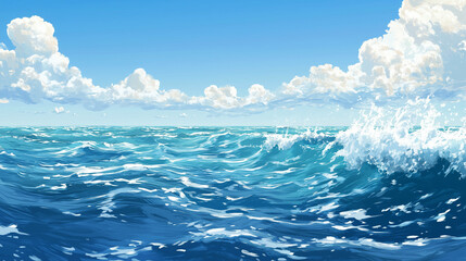 Ocean water, waves, sea, sky, cloud