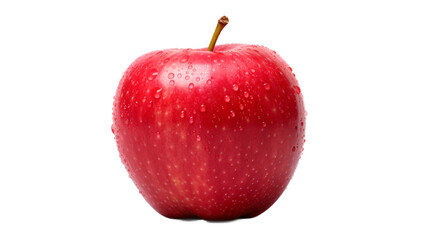 a red apple with water drops on it. 