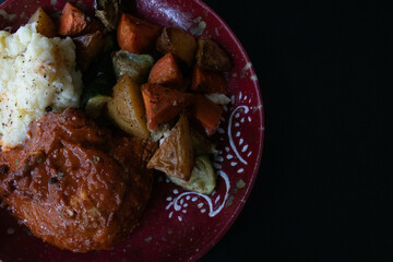 Healthy Food Concept, Grilled Chicken with grilled vegetable