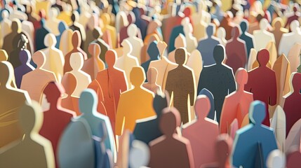 Obraz premium Abstract Crowd of Colorful Silhouettes