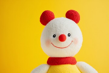 Smiling Plush Snowman Toy with Red Ears and Nose