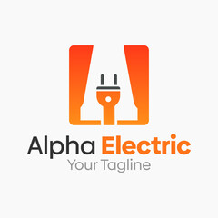 Alpha Electric Logo Design Template. Good for Business, Agency, Community and Organization