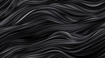Fototapeta premium Abstract black waves seamless background, realistic style. Generative ai