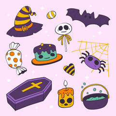 Fototapeta premium Hand drawn halloween elements collection