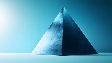 Blue Pyramid Minimalist Geometric Shape Abstract Background