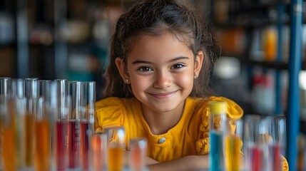 Cropped shot of a Girl scientist fun science experiments for kids, science lab.