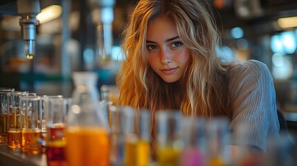 Cropped shot of a Girl scientist fun science experiments for kids, science lab.