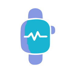 Smartwatch with heart rate sensor, minimalist icon, blue and purple colors, fitness and technology