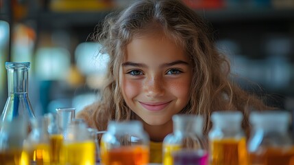 Cropped shot of a Girl scientist fun science experiments for kids, science lab.
