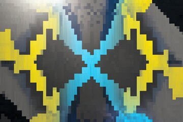 Obraz premium Vibrant Grey Yellow and Blue Gradient Texture with Pixelated Distortion and Dynamic Lighting Background